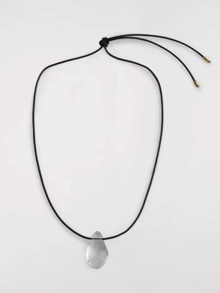 Nwt Cos Glass-Pendant Leather Necklace Glass